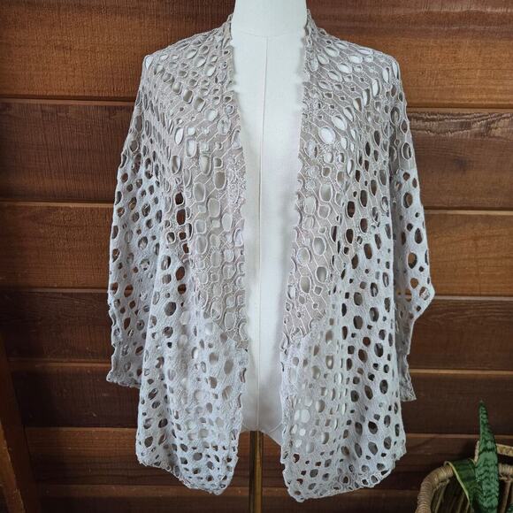 Yushi Womens Vintage Y2K Oversized Cutout Open Cardigan One Size Lagenlook Boho - Picture 1 of 8
